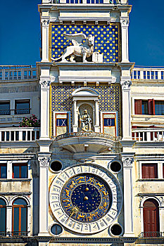 占星,钟表,文艺复兴,钟楼,圣马克广场,威尼斯,威尼托,区域,意大利,欧洲