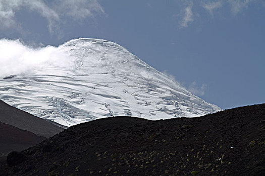 顶峰,冰河,火山,智利