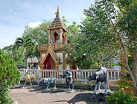 动物,佛教,寺院,庙宇,普吉岛,泰国南部,泰国,东南亚,亚洲
