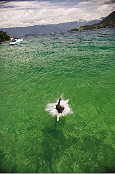 男人,游泳,稻米,里约热内卢州,巴西