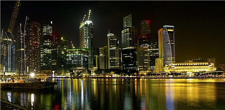建筑,新加坡河,天际线,夜晚