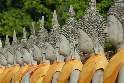 寺庙,佛像,排列,泰国,亚洲