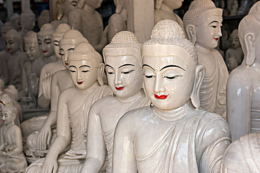 佛像,工作间,靠近,瑞光大金塔,仰光,缅甸,亚洲