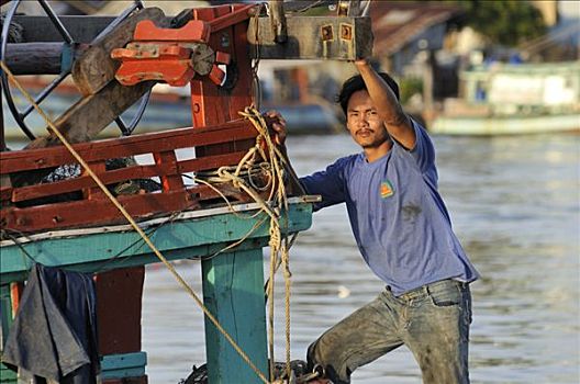 捕鱼者,船,越南,亚洲