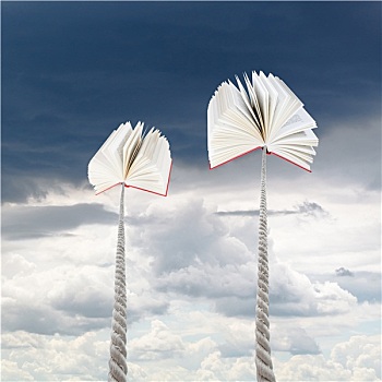 书本,系,绳索,下雨,天空