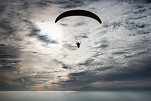 滑翔伞,阴天,蓝色海岸,地中海,法国,欧洲