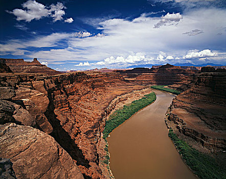 美国,犹他,峡谷地国家公园,科罗拉多河,通过,峡谷,大幅,尺寸