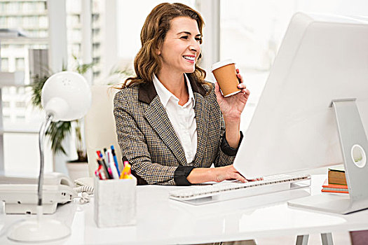 休闲,职业女性,工作,咖啡,办公室