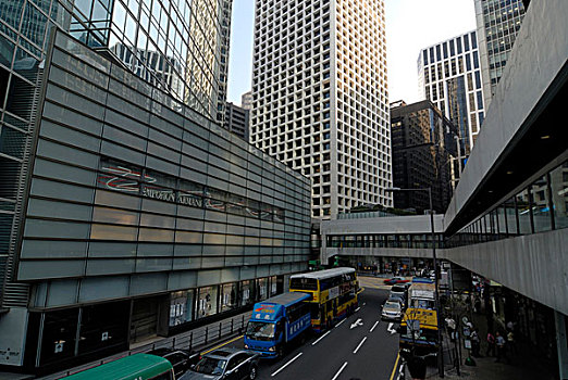 摩天大楼,街道,中心,香港,亚洲
