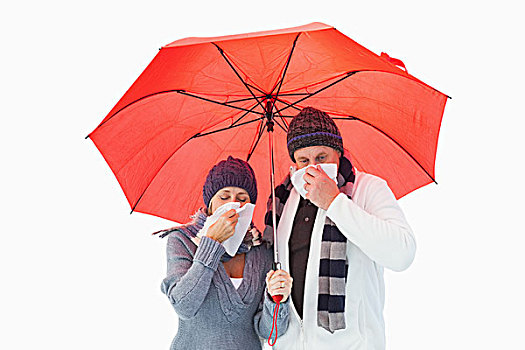 夫妻,吹,鼻子,伞