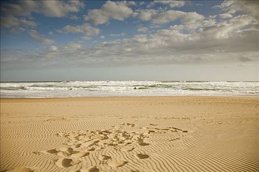 脚印,沙滩,海滩,靠近,印度洋,南非