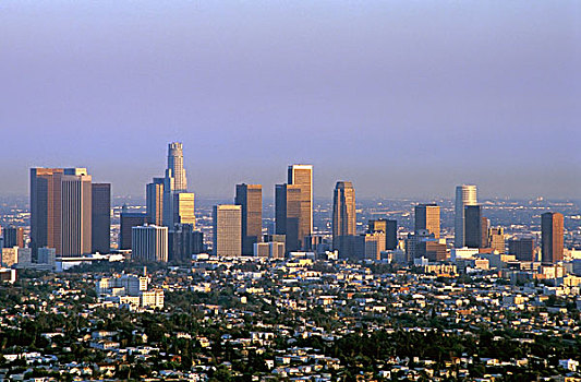 洛杉矶,天际线,黄昏