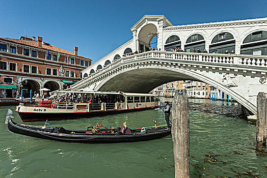 小船,大运河,威尼斯,雷雅托桥,远景