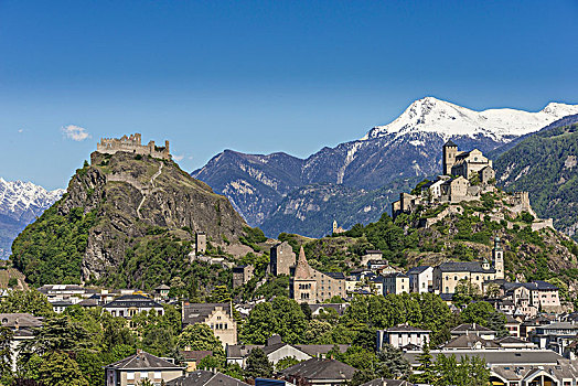 瑞士,瓦莱,罗纳河谷,地区,锡安,全景,石头,风景,山