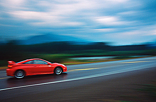 模糊,红色,跑车,公路,不列颠哥伦比亚省,加拿大