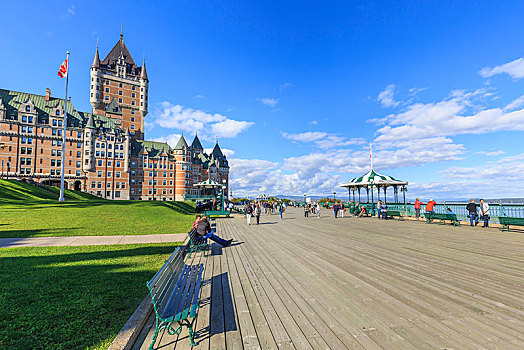 海边,散步场所,平台,夫隆特纳克城堡,劳伦斯河,魁北克,魁北克省,加拿大,北美