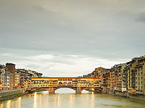维奇奥桥,桥,上方,阿尔诺河,佛罗伦萨,托斯卡纳,意大利