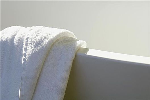 特写,毛巾,边缘,浴缸