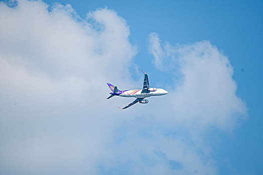 泰国航空的飞机正从重庆江北机场起飞