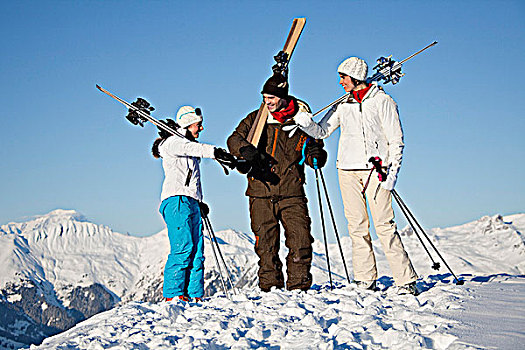 伴侣,女儿,滑雪