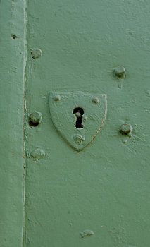 老,朴素,形状,门钥匙,洞,绿色,门