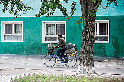 朝鲜街头骑自行车出行的人,朝鲜成了名副其实的,自行车王国