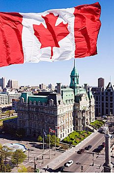 加拿大国旗,德威饭店,蒙特利尔,魁北克,加拿大