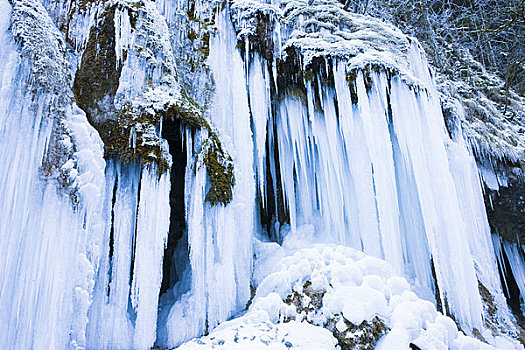 瀑布,冰冻,冬天,巴伐利亚,德国