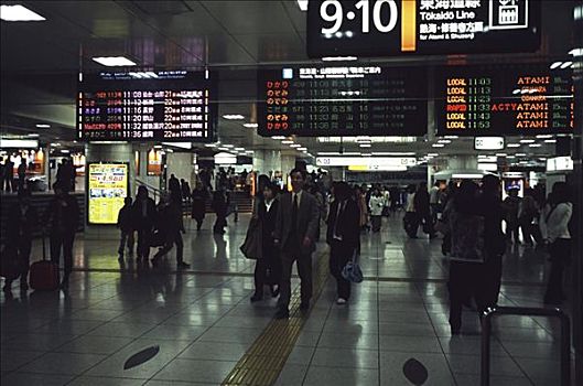 人群,地铁站,东京,日本