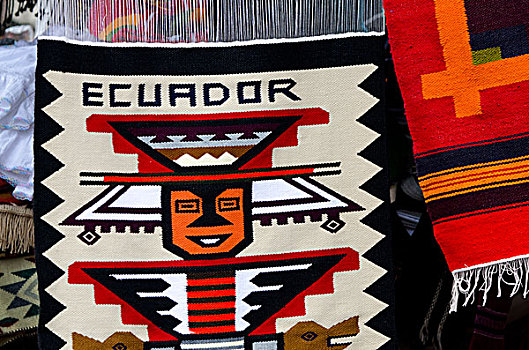 厄瓜多尔,基多,区域,工艺品,市场,毛织品,纺织品,毯子,文字