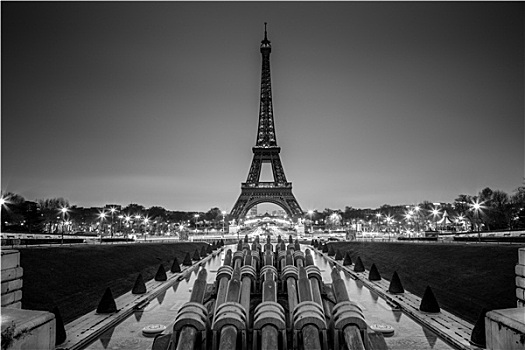 埃菲尔铁塔,巴黎,法国,黑白