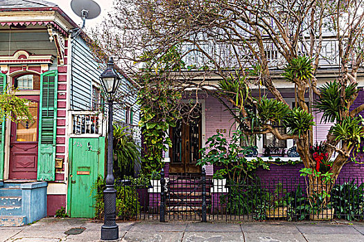 建筑,紫色,房子,法国区,新奥尔良,路易斯安那,美国