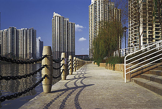 上海苏州河边的中远二湾城住宅小区