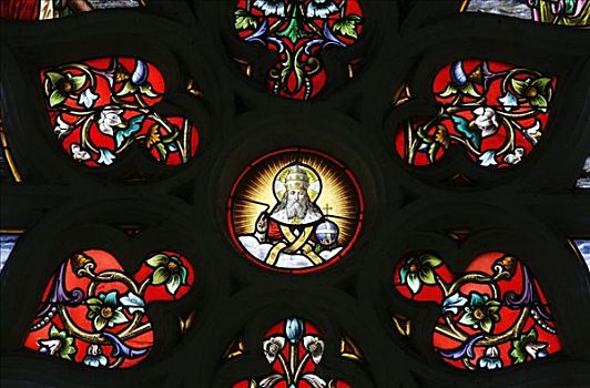 法国,彩色玻璃窗,圣日耳曼,教堂,神