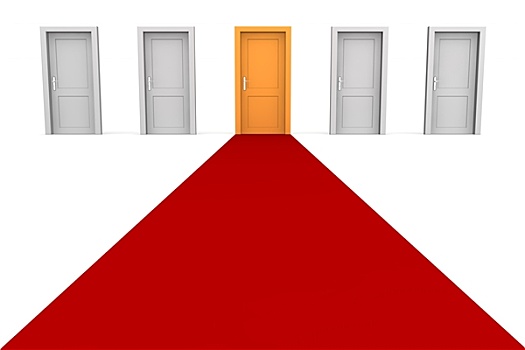 五个,门,红地毯,橙色