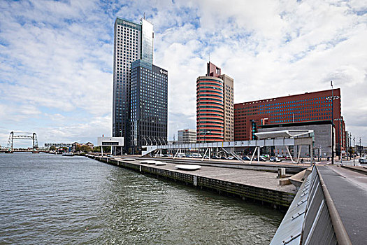 摩天写字楼,河,鹿特丹,荷兰,欧洲