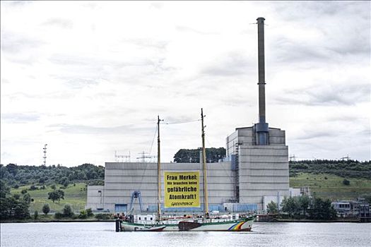 绿色和平组织,船,正面,核电站,石荷州,德国