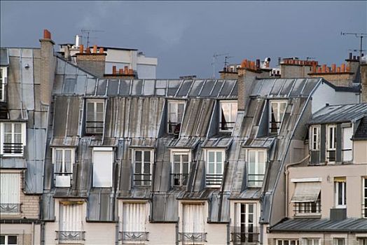 法国,巴黎,街道,屋顶