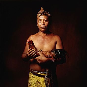印度尼西亚,巴厘岛,男人,拿着,争斗,公鸡