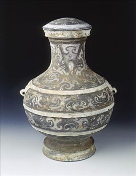 陶器,涂绘,云,设计,西部,汉朝,瓷器,公元前2世纪,艺术家,未知