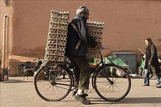 骑自行车,纸盒,蛋,摩洛哥