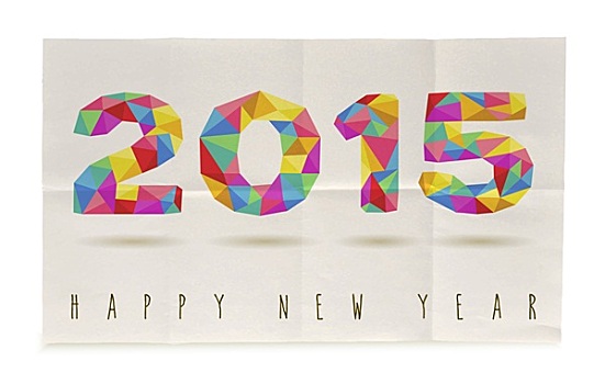 新年快乐,折叠,纸,海报