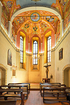 内景,壁画,小教堂,城堡,卢布尔雅那,斯洛文尼亚,欧洲