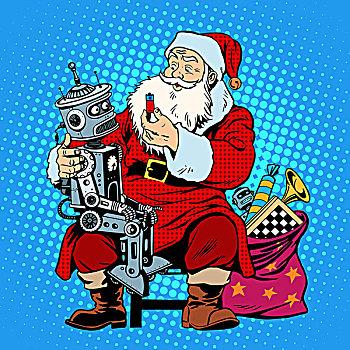 圣诞老人,礼物,机器人,电池