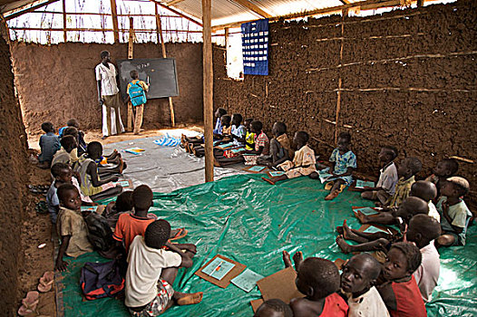 男孩,书写,数字,黑板,第一,白天,社交,小学,乡村,许多,孩子,学校,战争,不安全,南,苏丹