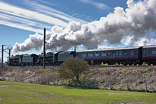 蒸汽,列车,轨道,诺森伯兰郡,英格兰