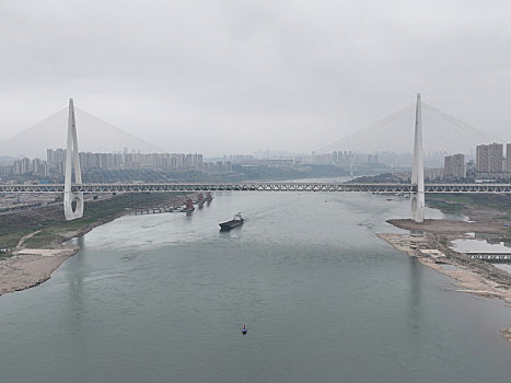 重庆大渡口区,航拍白居寺长江大桥