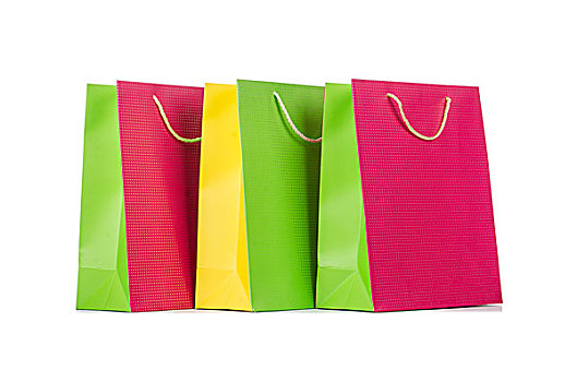彩色,购物袋,隔绝,白色背景