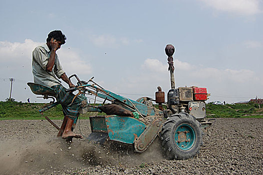 农民,手机,耕作,陆地,达卡,孟加拉,四月,2008年