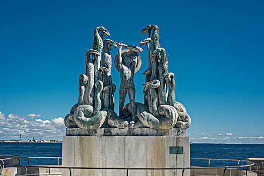 雕塑,伊德拉岛,艺术家,文化,港口,区域,丹麦,欧洲